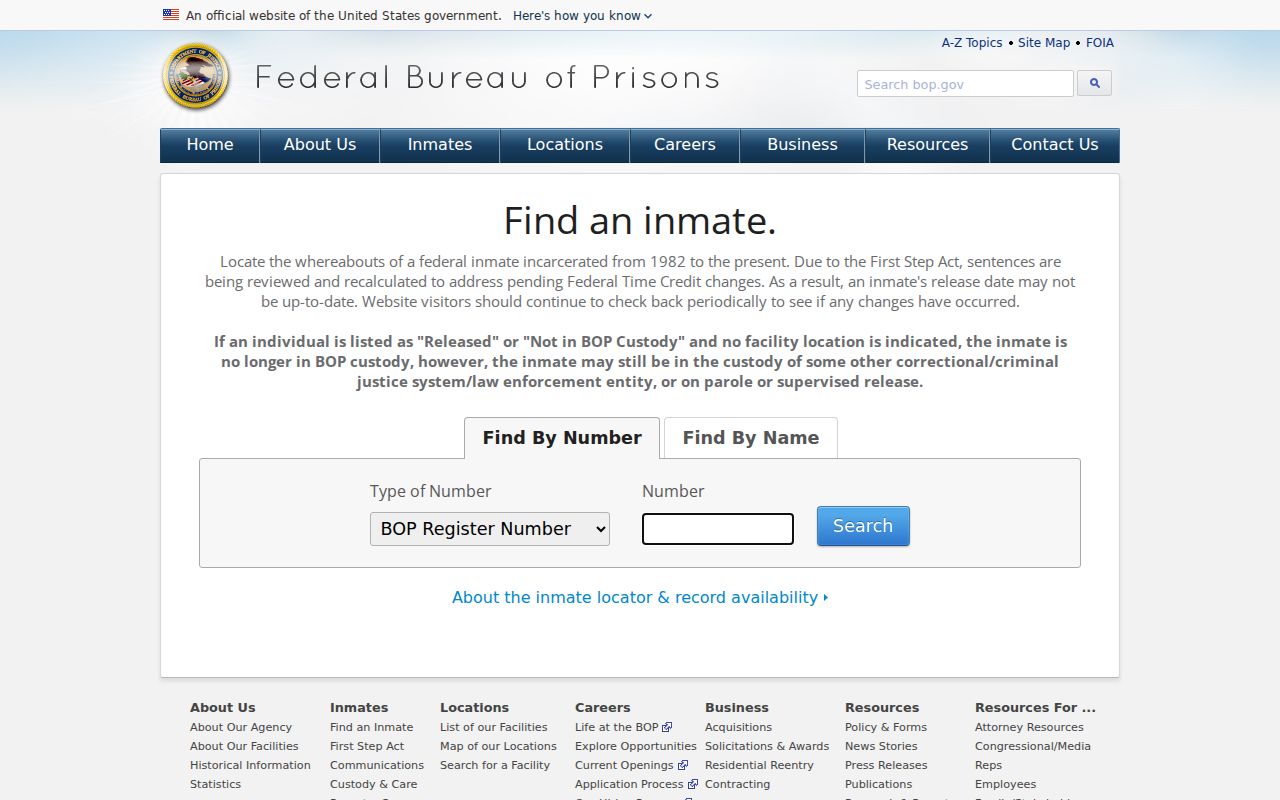 Federal inmate locator for custody following a Lincoln Parish arrest