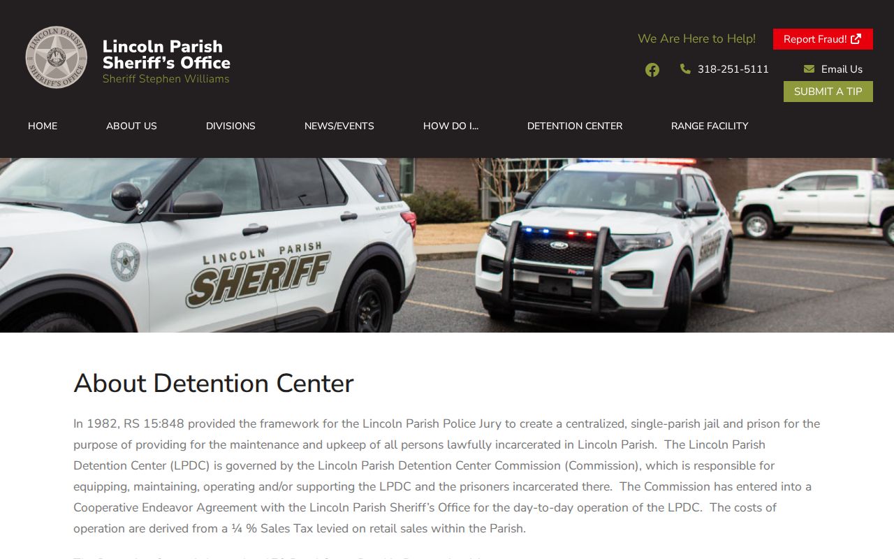 Lincoln Parish criminal records detention center information