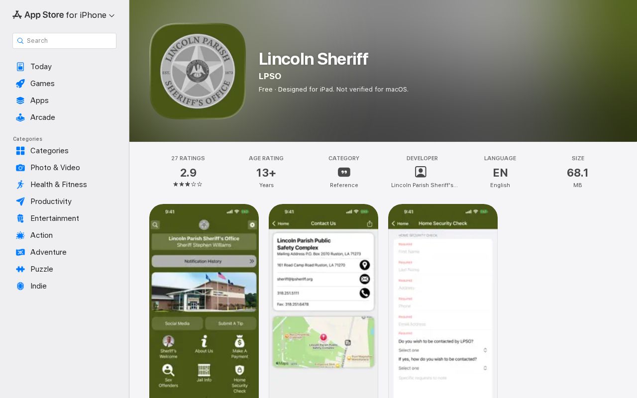 Lincoln Parish criminal history Sheriff mobile app