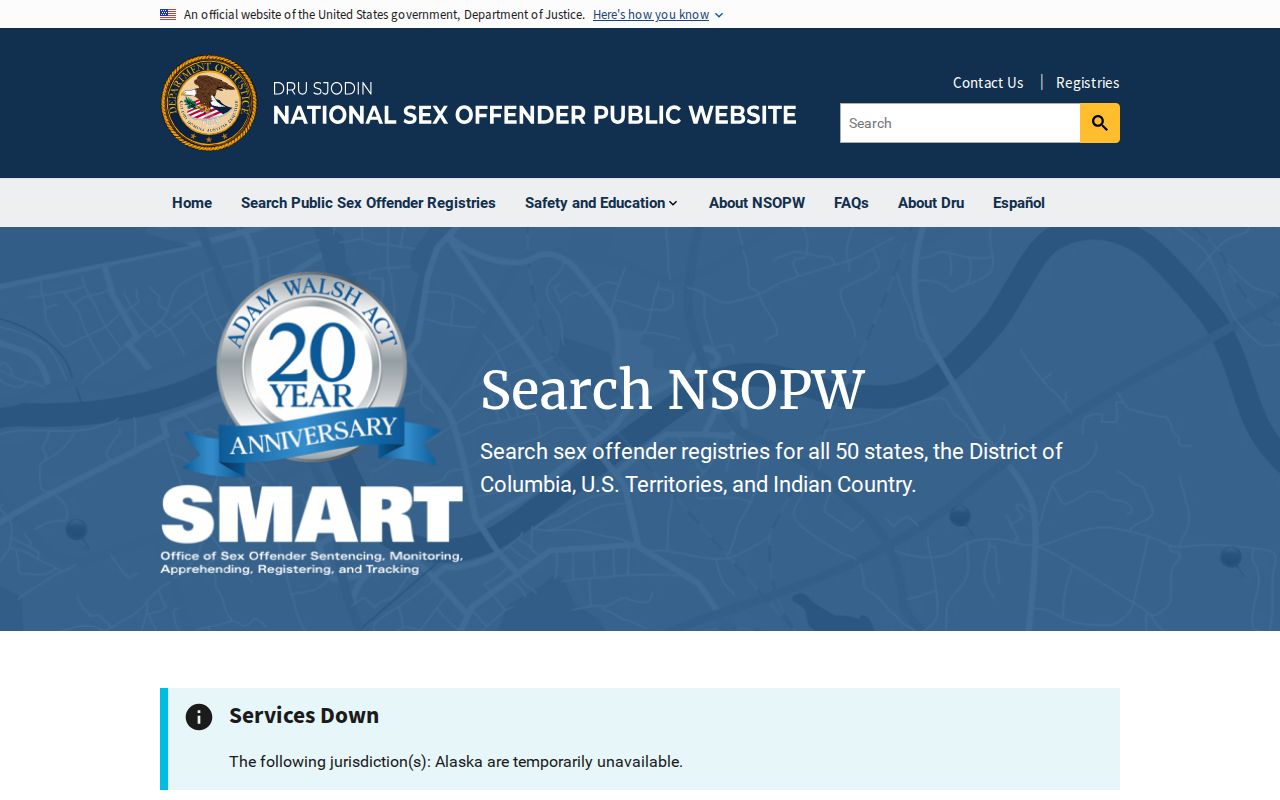 NSOPW national sex offender registry search interface